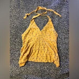 American Eagle Outfitters Yellow Floral Halter Top
